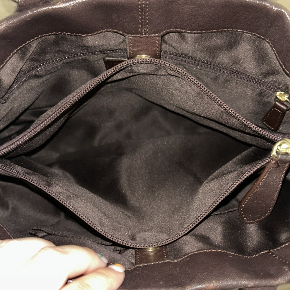 Coach F15513 Brown Leather Ashley Shoulder Bag Handbag Tote Purse - Picture 11 of 13